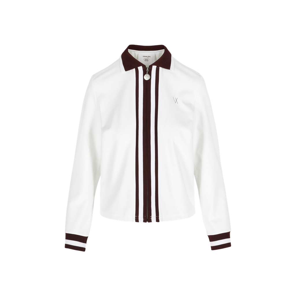 [01-Mariette-W/Bu-XS] Mariëtte Jacket (White/Burgundy, XS)